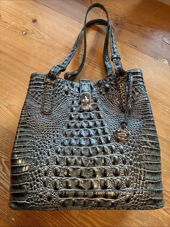 Brahmin Handbags - Brahmin Fiora Dark Gray Melbourne Bucket Shoulder Tote Bag